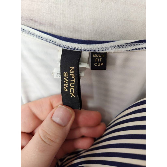 Nip Tuck Womens One Piece Swimsuit Blue White Stripe Lined Multi Fit Cup 6 - Picture 5 of 6